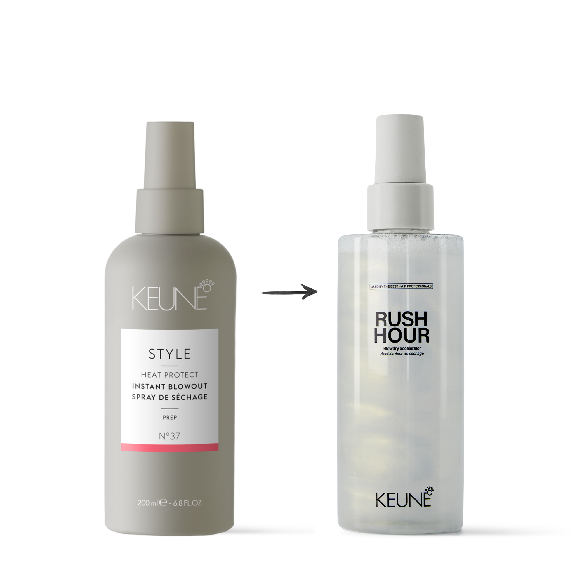 Keune Rush Hour - Accélérateur de séchage. Volume, légèreté, et protection thermique jusqu'à 230°C. Dites adieu aux frisottis et bonjour à une coiffure parfaite.